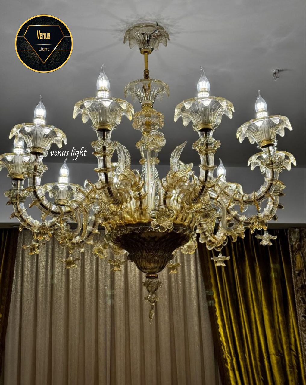 لوستر مورانو رزونیکا رنگ عسلی